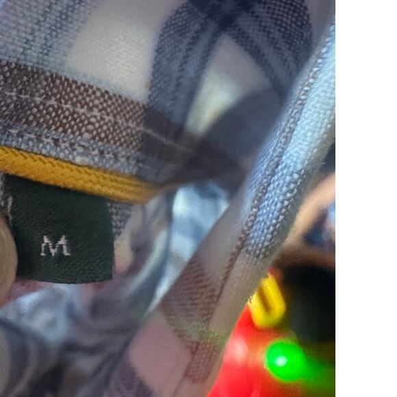 Robert Talbott 100% Linen Plaid Button Up Shirt Blue Brown Long Sleeve Size M - Picture 2 of 10